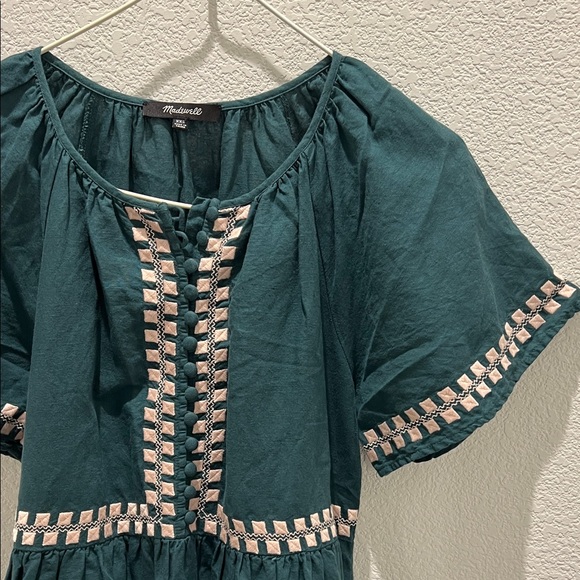 Madewell Embroidered Linen- Blend Flutter-Sleeve Mini Dress - Picture 4 of 11